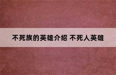 不死族的英雄介绍 不死人英雄